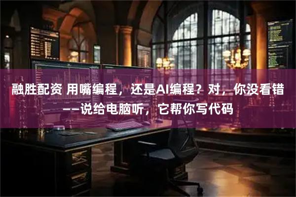 融胜配资 用嘴编程，还是AI编程？对，你没看错——说给电脑听，它帮你写代码